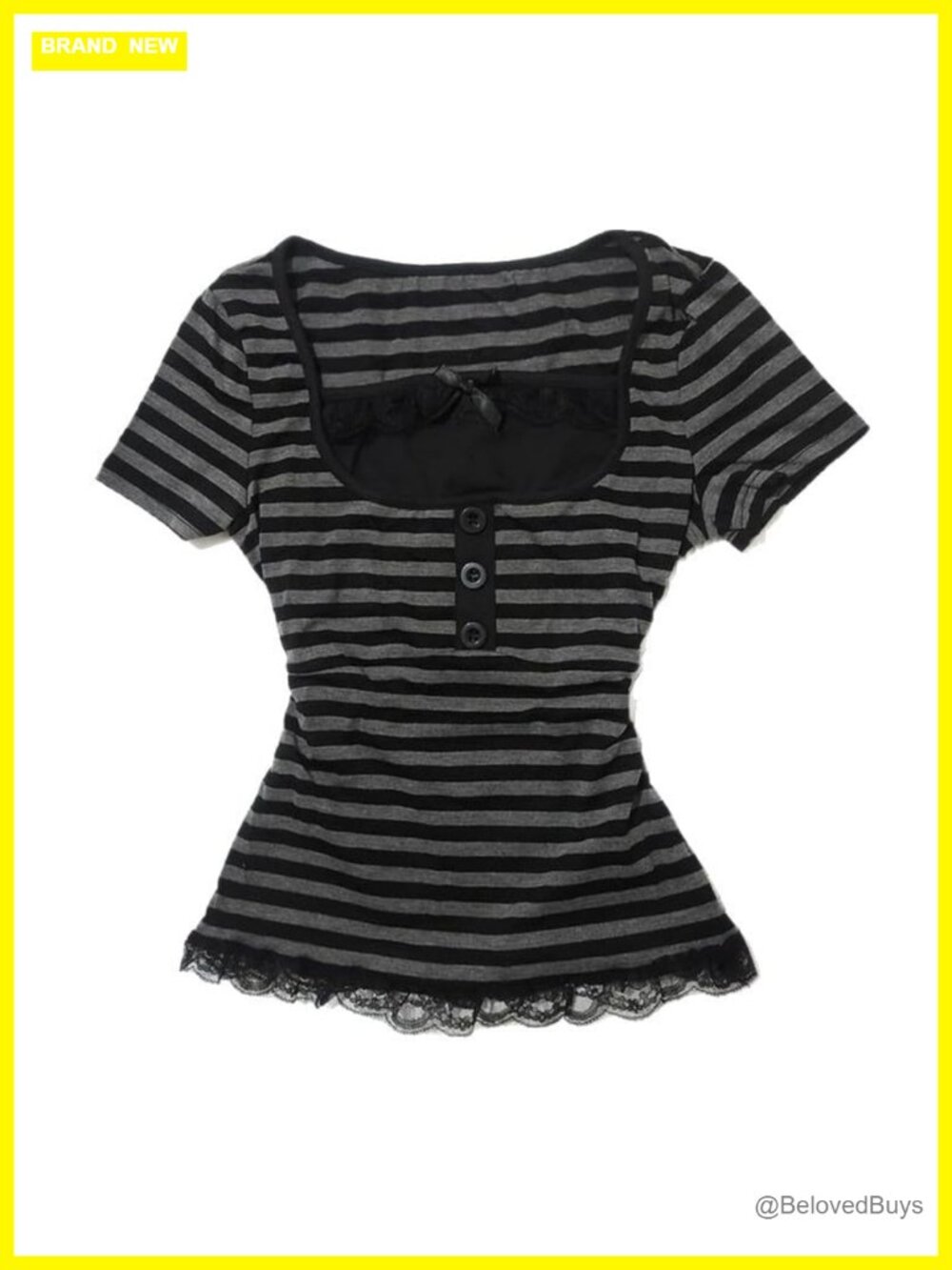 Y2k Grunge Striped T-Shirt V-Neck Short Sleeve Polyester
